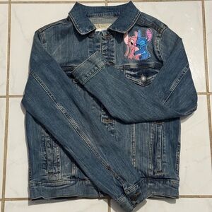 Blue Denim Disney Jacket with Customized Cartoon Patch and Name